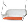 Jeco White Wicker Porch Swing With Orange Cushion W00206S-B-FS016
